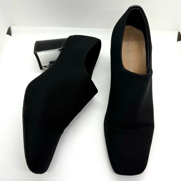 Donald Pliner Chelsie Crepe Elastic Black Square Toe Block Heel size 8.5 - Picture 1 of 8